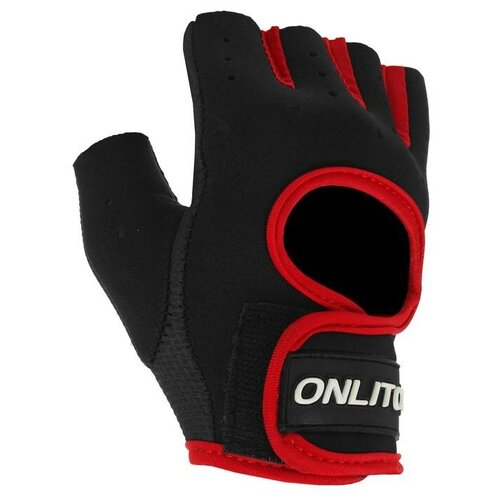 ONLYTOP Перчатки для фитнеса ONLYTOP, размер S, неопрен, цвет чёрный/красный перчатки для фитнеса размер s неопрен цвет чёрный красный