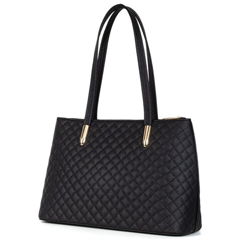 фото Сумка-тоут женская l-craft стеганая черная