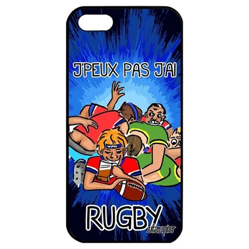 фото Противоударный чехол на смартфон // iphone 5 5s se (2016) // "не могу - у меня регби!" картинка надпись, utaupia, синий