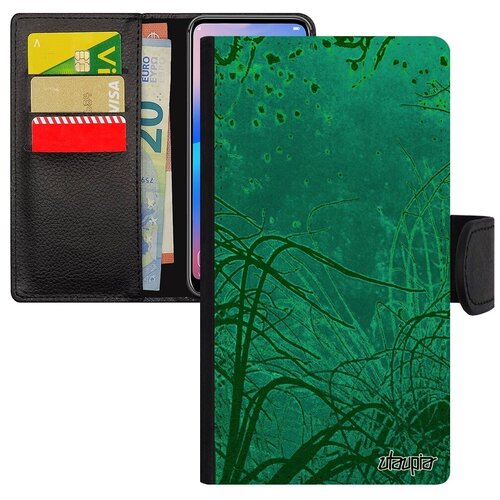 фото Защитный чехол книжка на смартфон // xiaomi redmi note 6 pro // "травы" дно пляж, utaupia, бирюзовый