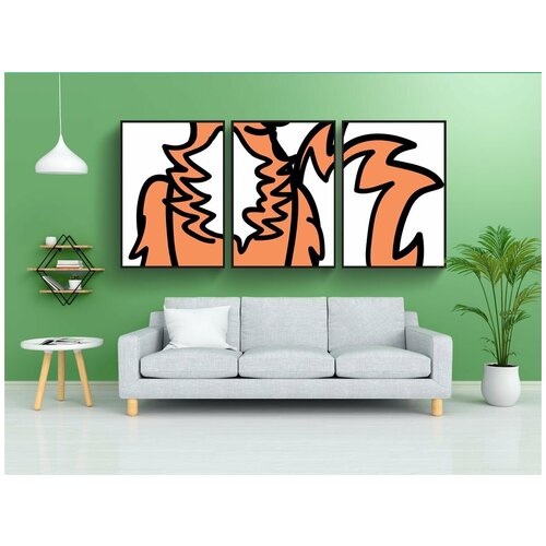 фото Набор модулных постеров для интерьера "кошка, мультфильм, дикий" 60x90 см. в тубусе, без рамки lotsprints