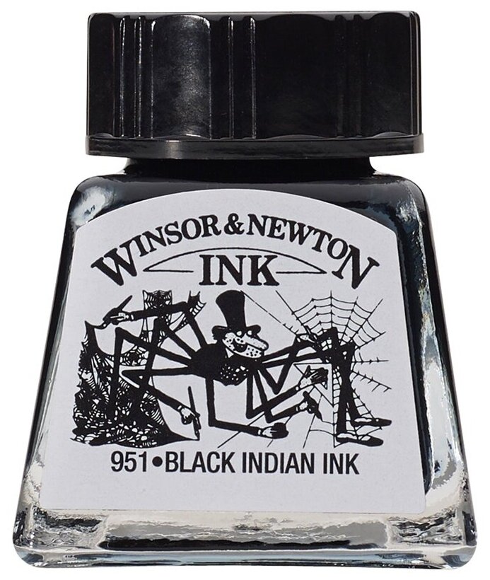 Тушь для рисования Winsor&Newton черный, стеклянный флакон, 14 мл (1005030)