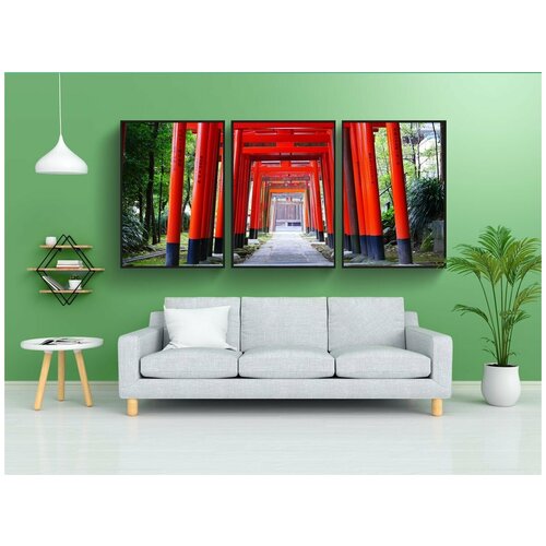 фото Набор модулных постеров для интерьера "храм, тории, япония" 60x90 см. в тубусе, без рамки lotsprints