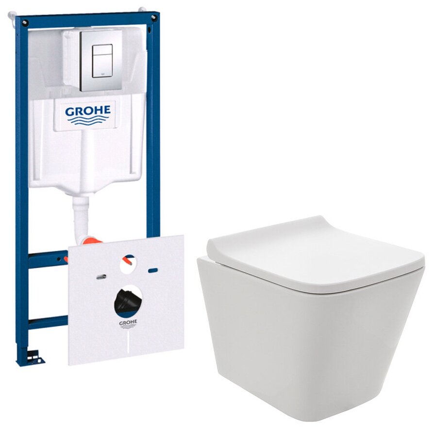 Комплект инсталляция Grohe Rapid SL с безободковым унитазом AQUAME с сиденьем SoftClose AQM2004775