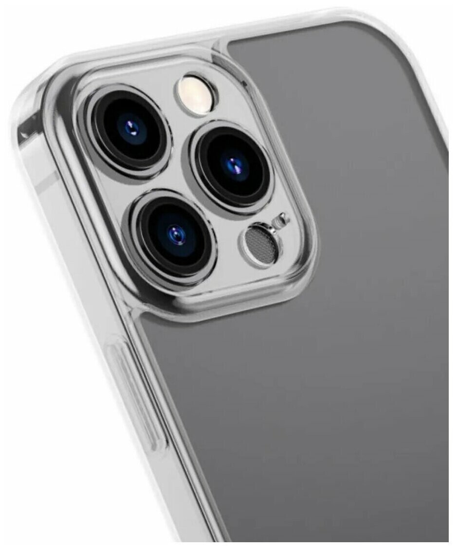Силиконовый прозрачный чехол для Apple iPhone 13 Pro Max / Айфон 13 Про Макс / Накладка / бампер с защитой камеры