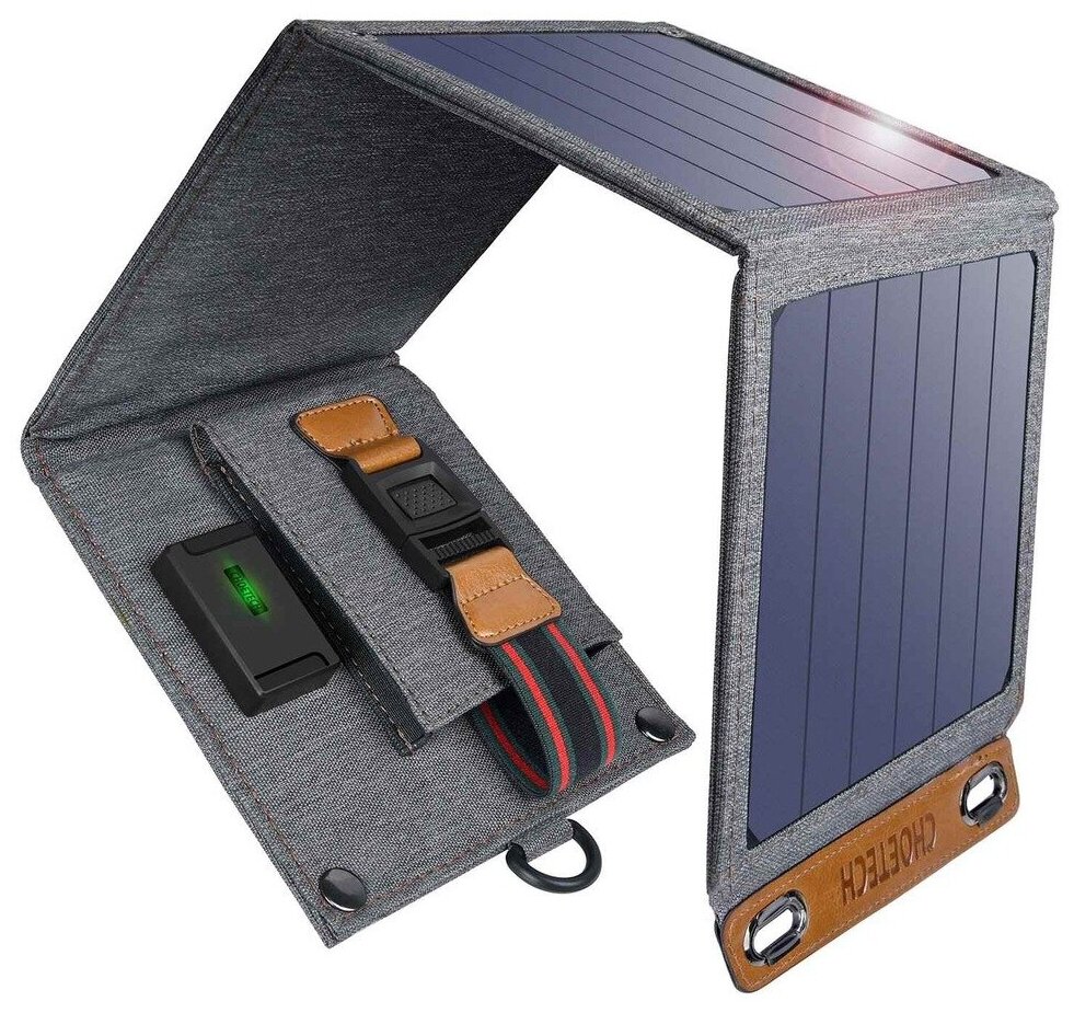 CHOETECH Солнечное зарядное устройство Choetech 14W USB Foldable Solar Powered Charger SunPower Panels USB Charger 3.1A/2USB черное SC004