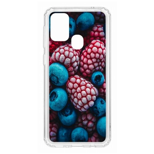 фото Чехол на samsung galaxy m31 kruche print fresh berries/накладка/с рисунком/прозрачный/бампер/противоударный/ударопрочный/с защитой камеры кruче