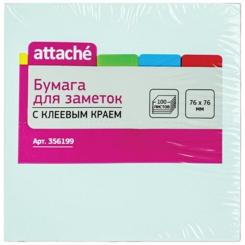 Стикеры (самоклеящийся блок) Attache, 76x76мм, голубой пастель, 100 листов, 12 уп.