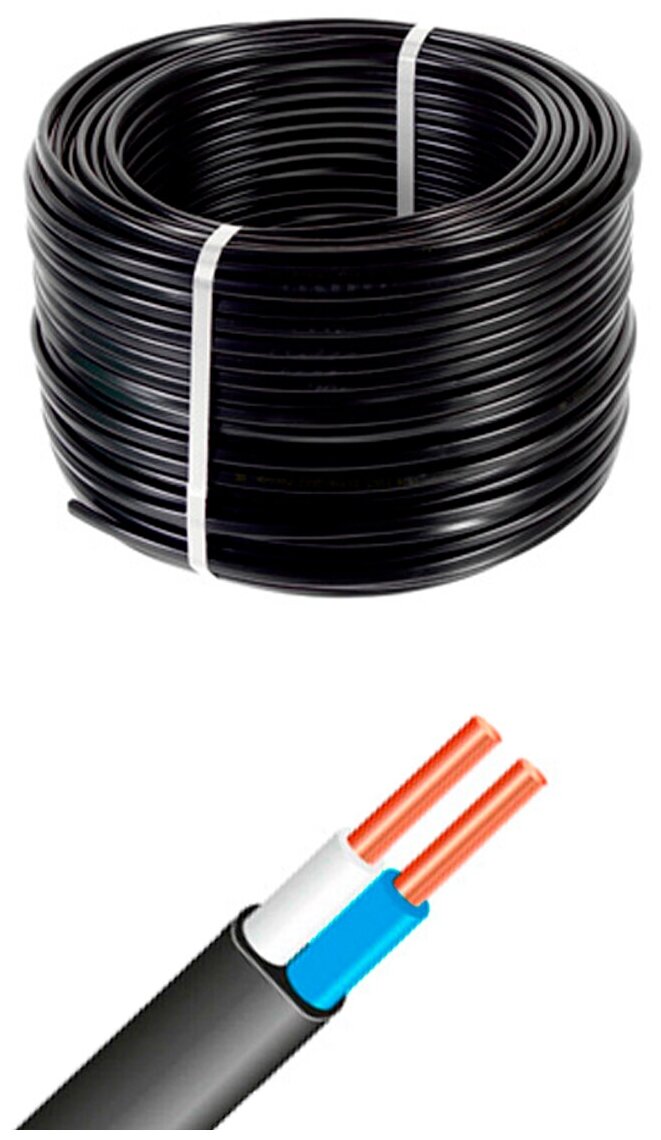 Силовой кабель ВВГпнг (А) LS 2x2,5 ГОСТ, TITAN, (плоский, черный), 10 метров - фотография № 3