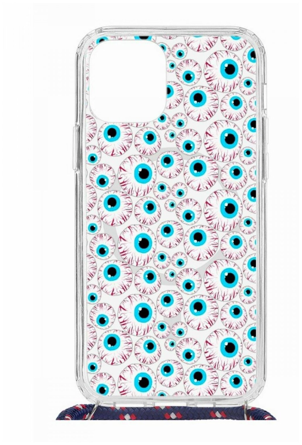 Чехол для Apple iPhone 12,12 Pro Kruche Print MagSafe Magrope Глаза,пластиковая накладка со шнурком и рисунком,противоударный силиконовый бампер