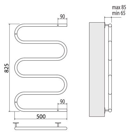 Полотенцесушитель электрический Terminus Ш-образный 500x800 - фотография № 6
