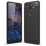 Чехол-накладка Carbon Fibre для Nokia 7 Plus (черный) - изображение