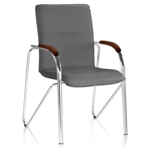 фото Samba (самба) chrome стул (кожзам v-28, серый + дерево 1.035, палисандр) nowy styl