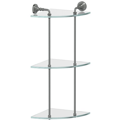 Полка 3SC Stilmar STI 419 стеклянная угловая тройная античное серебро /стекло прозрачное