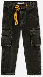 Чёрные джинсы Straight с карманами-карго для мальчика Gloria Jeans, размер 2-3г/98