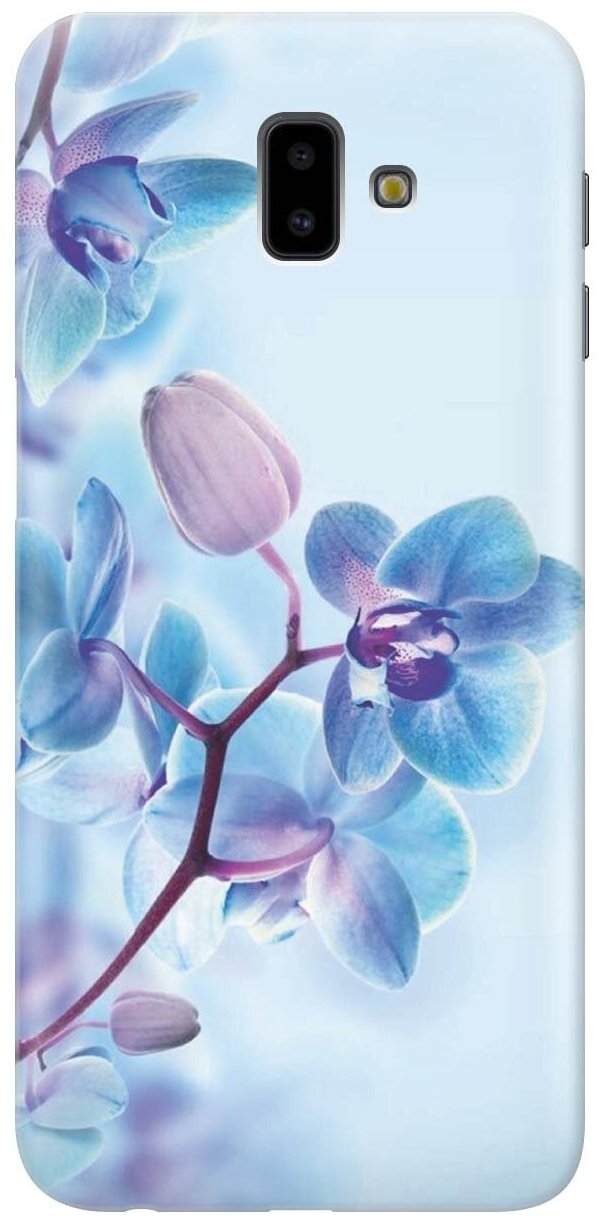GOSSO Ультратонкий силиконовый чехол-накладка для Samsung Galaxy J6+ (2018) с принтом "Синий цветок на синем"