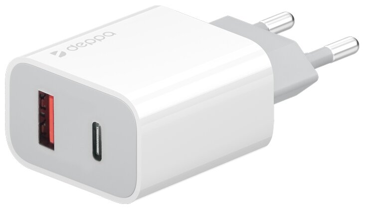 СЗУ-1USB + USB-C Deppa PD 3.0, QC 3.0, 18Вт, белый, 11399