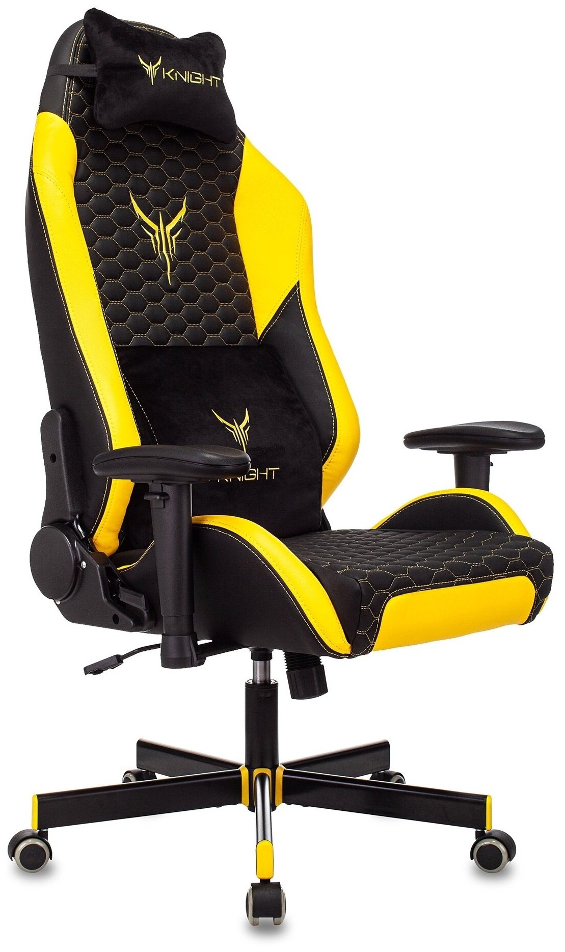 Кресло игровое Knight Neon черный/желтый соты эко. кожа с подголов. крестовина металл