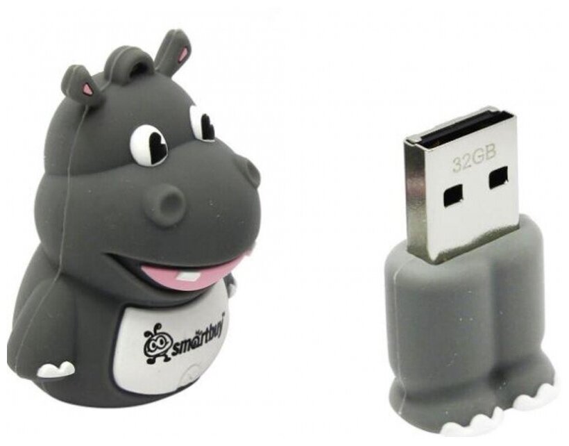 Флеш-память Smartbuy Wild series, 32Gb, USB 2.0, гиппопотам, SB32GBHip