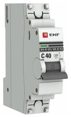 Выключатель автоматический модульный 1п C 40А 4.5кА ВА 47-63 PROxima EKF mcb4763-1-40C-pro