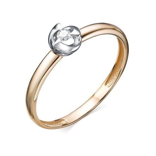 фото Алькор кольцо из золота с бриллиантом 14302-100, размер 18,5