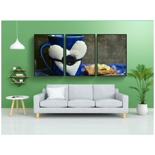 фото Набор модулных постеров для интерьера "чашка, сердце, кофейник" 60x90 см. в тубусе, без рамки lotsprints