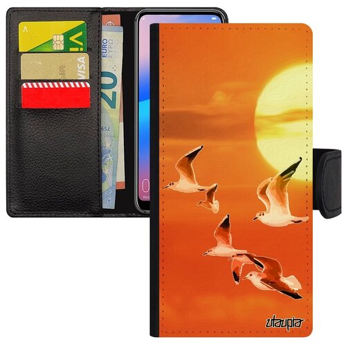 фото Красивый чехол-книжка для телефона // huawei p30 lite // "чайки" альбатрос ливингстон, utaupia, голубой