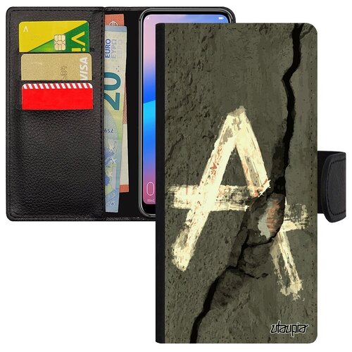 фото Противоударный чехол книжка для телефона // samsung galaxy a12 // "анархия" хаос знак, utaupia, серый