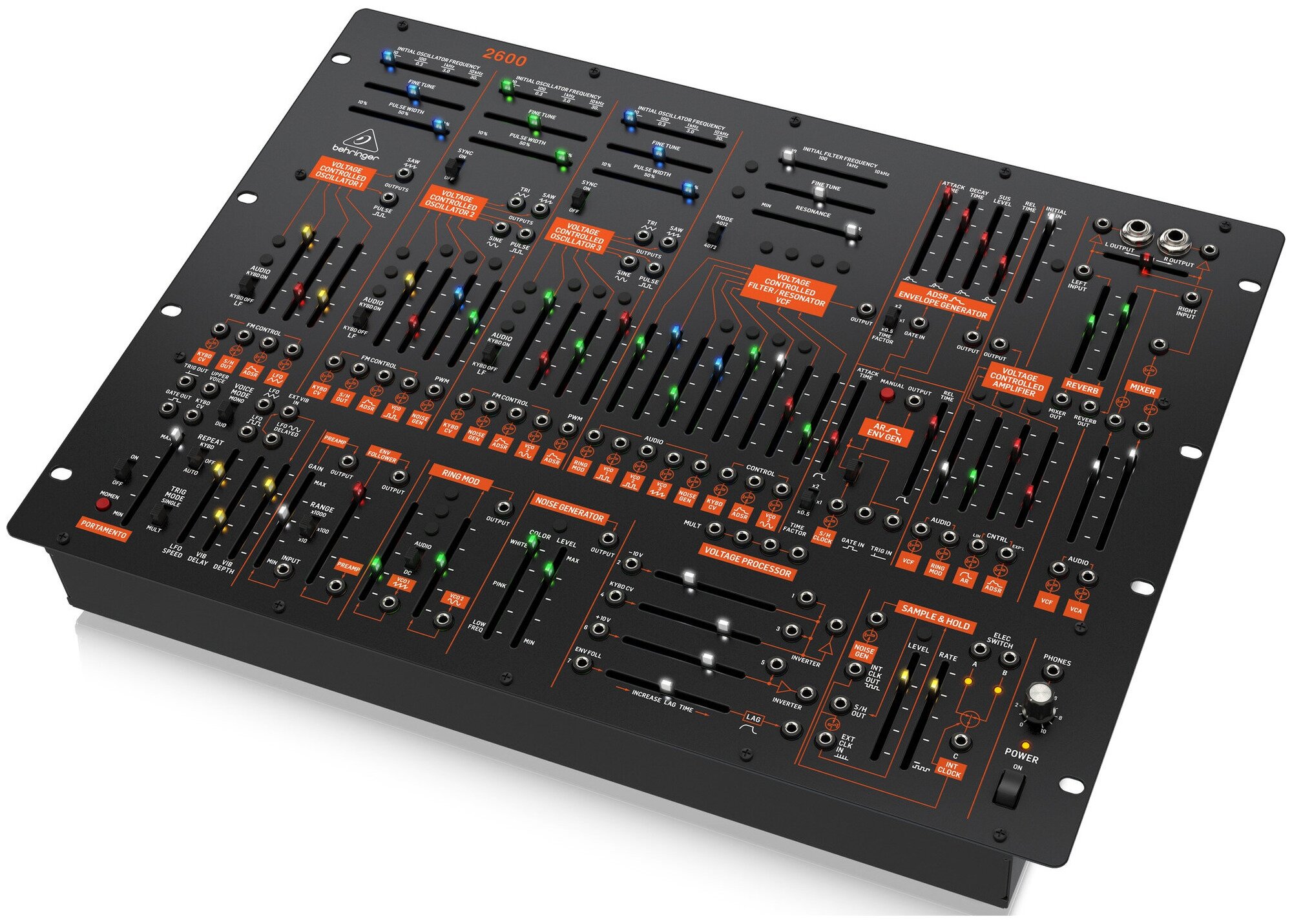 Behringer 2600 аналоговый полумодульный синтезатор, 3 VCO, фильтр нижних частот, разъемы MIDI I / O