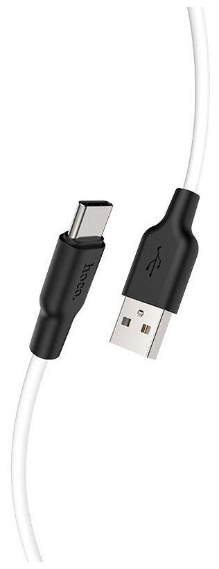 USB кабель Hoco X21 Plus Silicon Type-C, 1 м, черный с белым