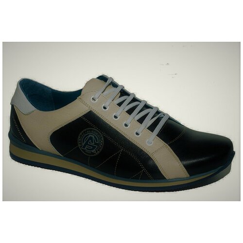 Кроссовки , демисезонные, натуральная кожа, размер 44, черный, бежевый