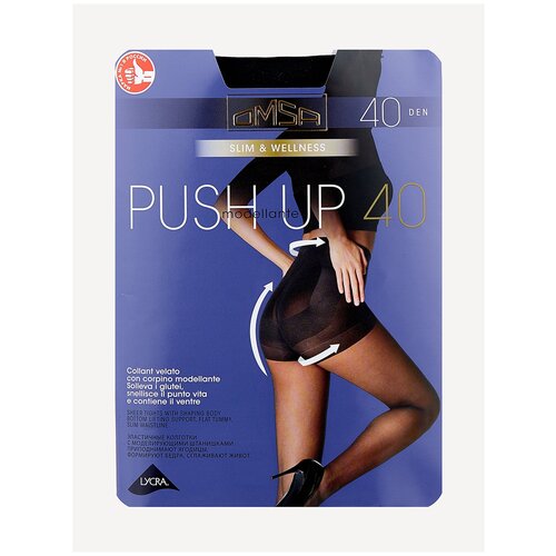 Колготки Omsa Push Up, 40 den, размер 3, черный