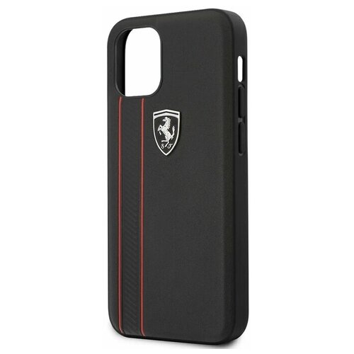 фото Ferrari для iphone 12 mini (5.4) чехол off- track genuine leather stitched stipe hard black