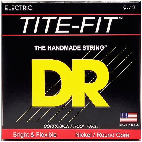 DR LT-9 серия Tite-Fit для электрогитары, никелированные, Light (9-42)