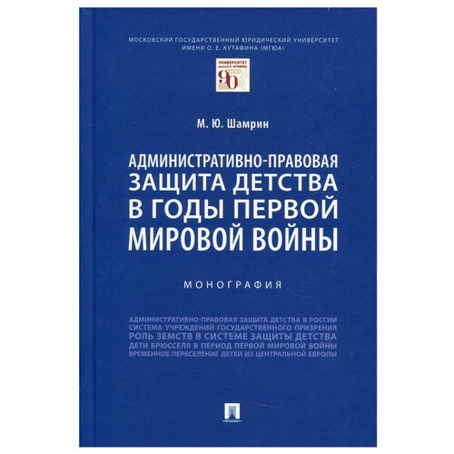 Административно-правовая защита детства в годы Первой мировой войны. Монография