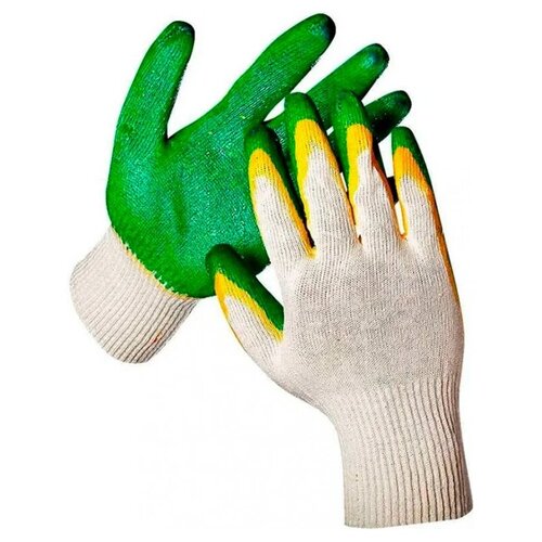 перчатки защитные рабочие перчатки хб с двойным латексным обливом 5 пар Перчатки рабочие хб с двойным латексным обливом 13 класс 100 пар