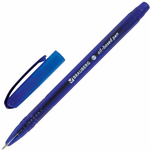 Ручка шариковая масляная BRAUBERG Flight, синяя, корпус синий, узел 0.7 мм, линия письма 0.35 мм, 143343, OBP369