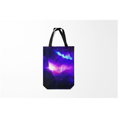 фото Сумка-шоппер / 31х42 см / неоновые принты / космос космическое сияние burnettie