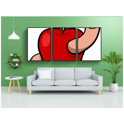 фото Набор модулных постеров для интерьера "яблоко, червь, фрукты" 60x90 см. в тубусе, без рамки lotsprints