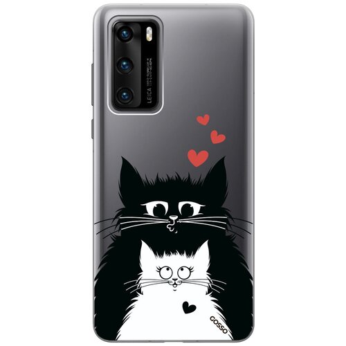 Ультратонкий силиконовый чехол-накладка Transparent для Huawei P40 с 3D принтом Cats in Love ультратонкий силиконовый чехол накладка transparent для xiaomi redmi note 10 pro с 3d принтом cats in love