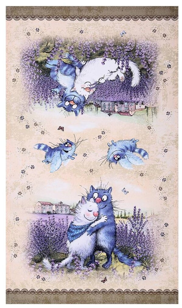 Полотенце SANTALINO Синие коты. Лаванда  плотность ткани 190 г/м²