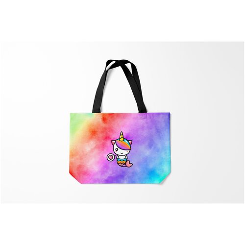 фото Сумка-шоппер / 46х35 см / популярные иллюстрации / мифические существа русалка единорог z burnettie