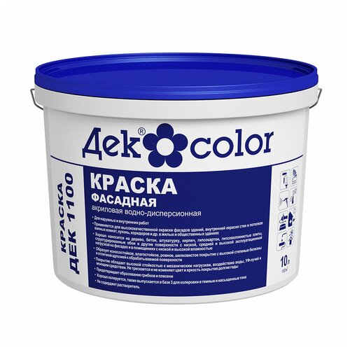 Краска акриловая фасадная ДекColor ДЕК 1100 (5л/7,7кг), база В