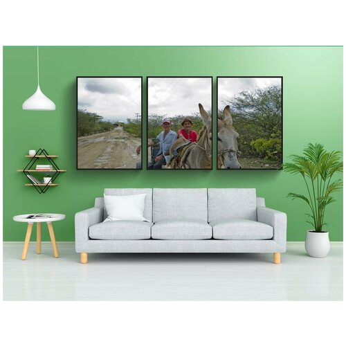 фото Набор модулных постеров для интерьера "фермеры, осел, вагон" 60x90 см. в тубусе, без рамки lotsprints