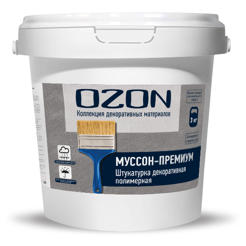 Декоративное покрытие OZON Муссон-Премиум, перламутрово-серебристый, 3 кг