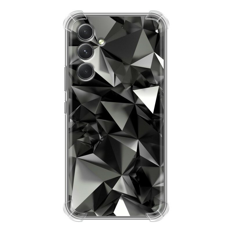 Дизайнерский силиконовый с усиленными углами чехол для Гэлакси А54 5Ж / Samsung Galaxy A54 5G Черные кристаллы