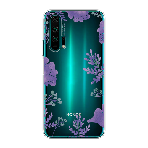 Силиконовый чехол на Honor 20 Pro / Хонор 20 Про Сиреневая цветочная рамка, прозрачный матовый силиконовый чехол на honor 20 pro хонор 20 pro розовая цветочная рамка черный