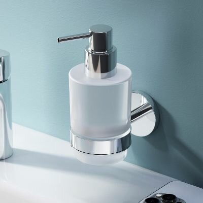 фото Стеклянный диспенсер AM.PM X-Joy A85A36900 для жидкого мыла с настенным держателем, круглый, хром