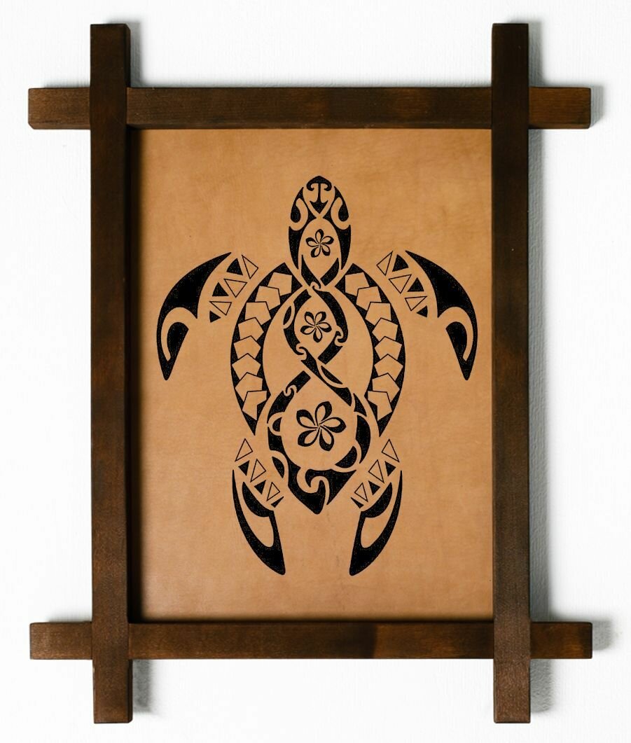 Картина "Абстракция", интерьерная для украшения и декора на стену в деревянной раме, подарок, натуральная кожа, BoomGift