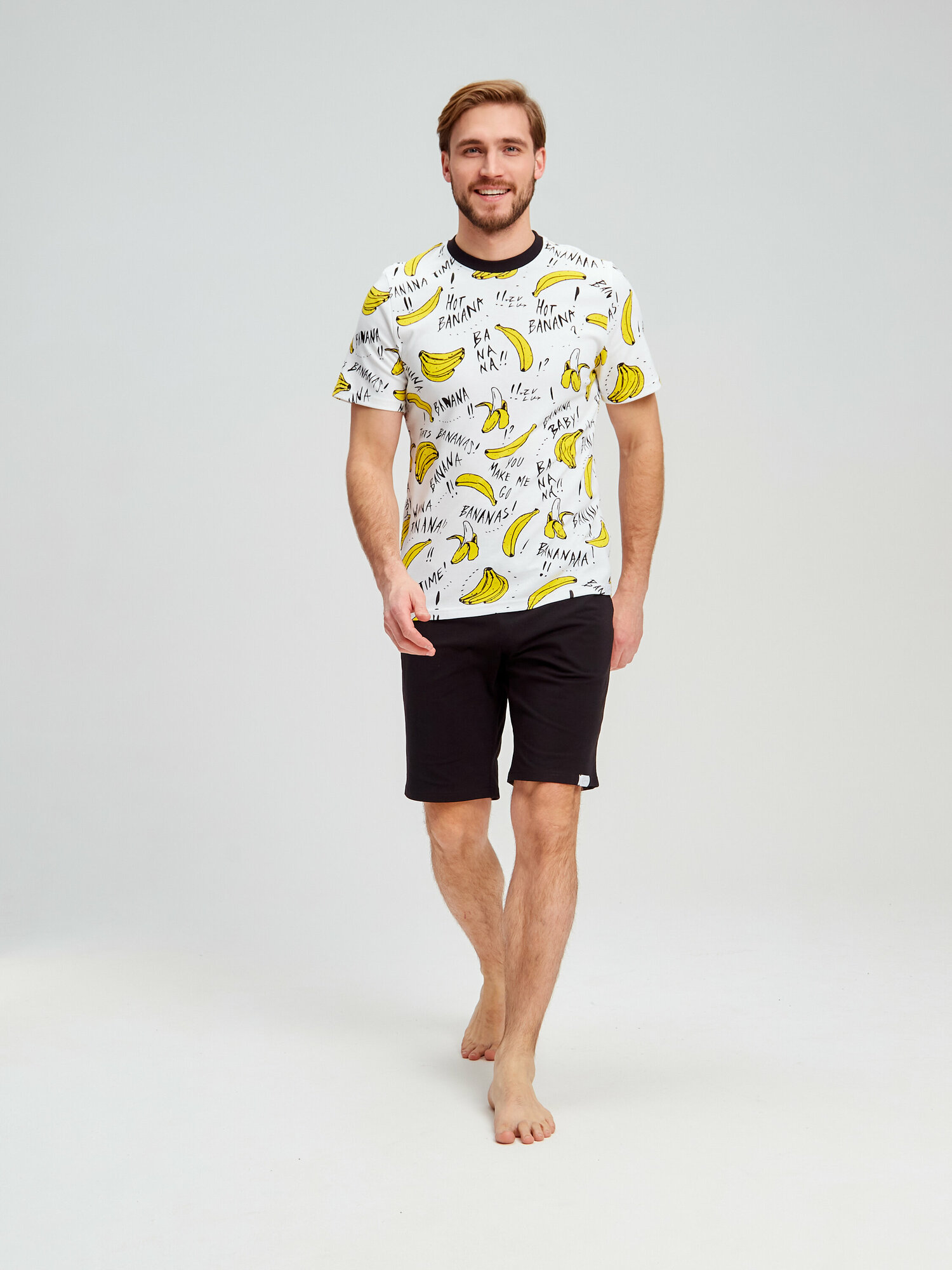 Пижама мужская с шортами LIMTIM, размер 3XL(56), банан - фотография № 7
